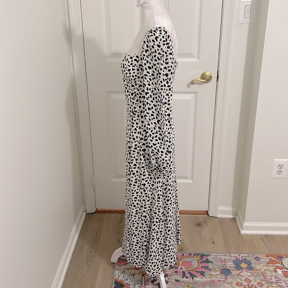Reformation Shelby Dress Ocelot White Black Polka Dot Slit Bustier New Size 6 - Picture 8 of 14